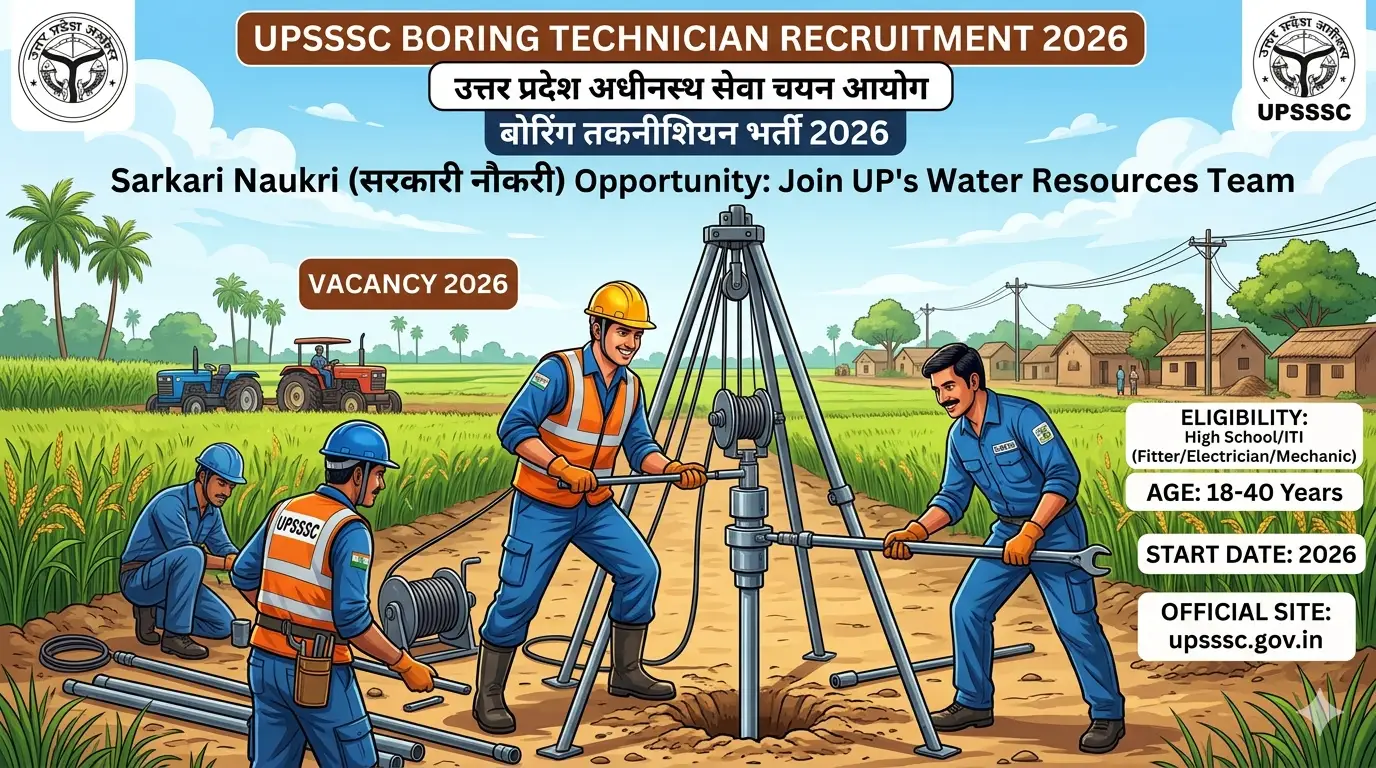 UPSSSC Boring Technician Recruitment 2026: 402 पदों पर सरकारी नौकरी, 10वीं और ITI पास के लिए बड़ा मौका