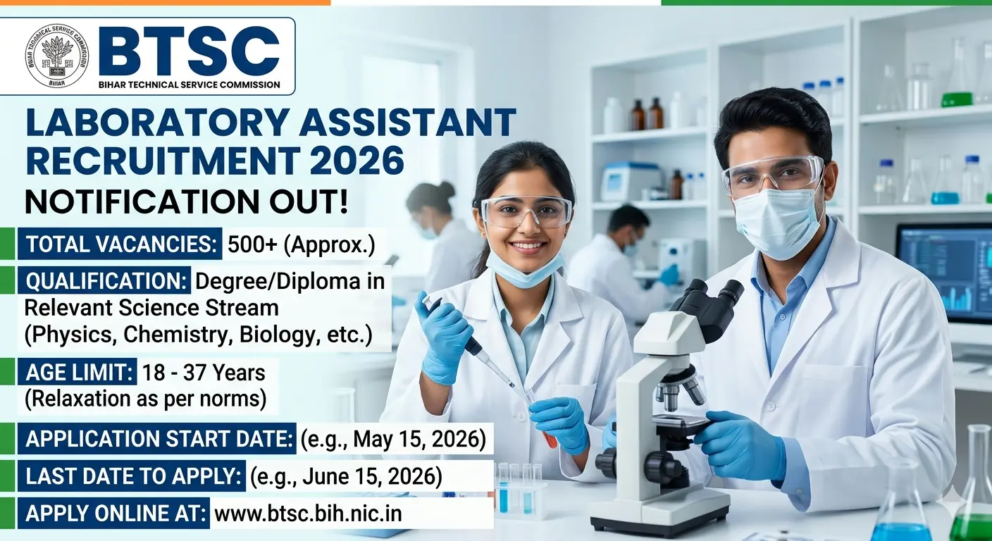 BTSC Laboratory Assistant Recruitment 2026: बिहार में निकली बंपर भर्ती, सरकारी नौकरी का शानदार मौका