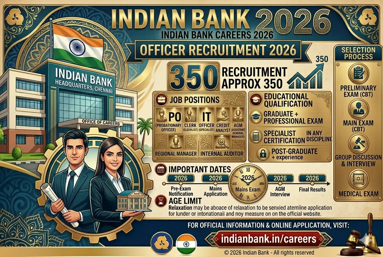 Indian Bank Vacancy 2026: Specialist Officer भर्ती शुरू, मौका शानदार है लेकिन तैयारी मजबूत होनी चाहिए