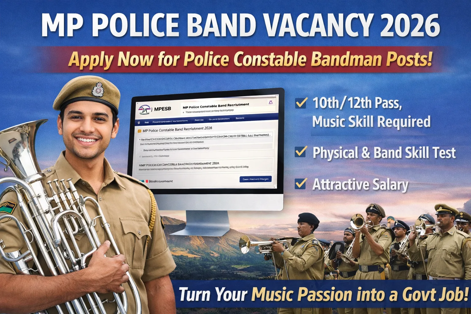MP Police Band Vacancy 2026: अगर आप में है हुनर, तो पुलिस में नौकरी का ये मौका हाथ से न जाने दें